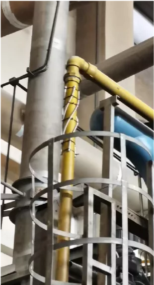 Gas supply pipe showing E-Clean'Fuel installed externally without any modifications to system. 