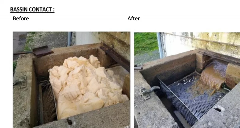 Before and after of wastewater treatment plant suffering from high fats, oils, ang greeses (FOGs)